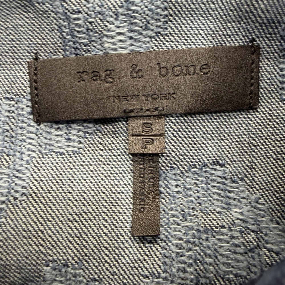 Rag & Bone Concord Indigo Mosaic Floral Contrast Button Denim Jean Jacket Size S - Picture 5 of 13
